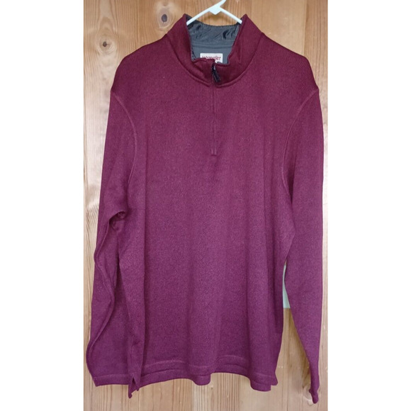 WRANGLER Authentics Men’s Fleece Quarter-Zip Red Sweater Fleece Interior Soft - Picture 1 of 4